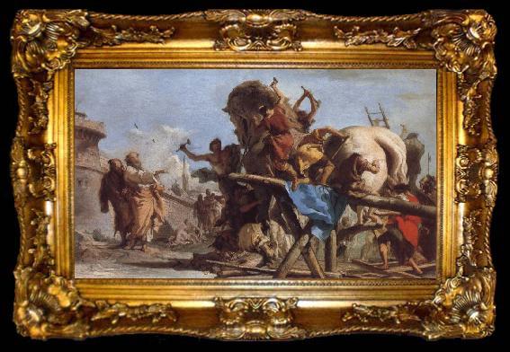framed  TIEPOLO, Giovanni Domenico The Building of the Trojan Horse The Procession of the Trojan Horse into Troy, ta009-2